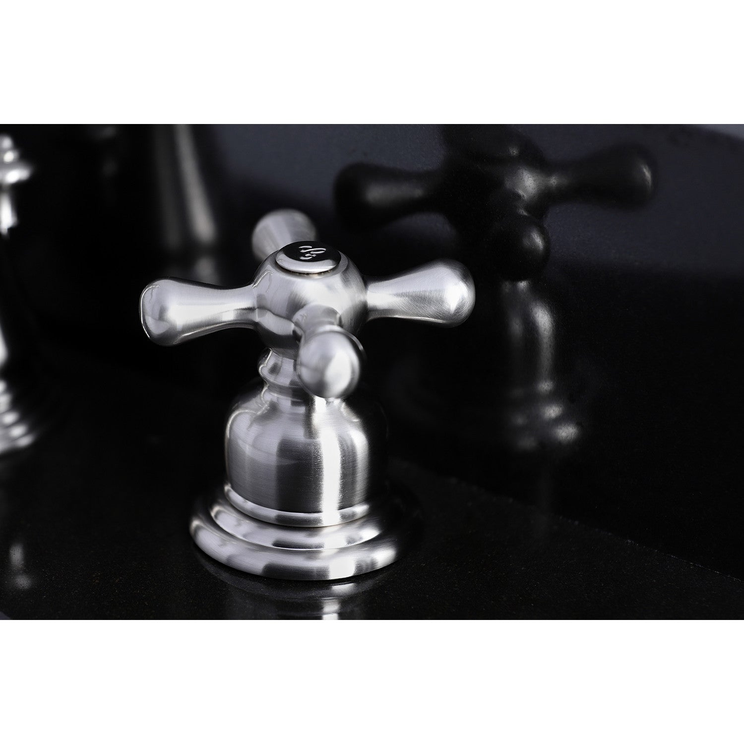 Kingston Heirloom FSC1978AX - American Classic Two-Handle 3-Hole Deck Mount Widespread Bathroom Faucet with Pop-Up Drain, Brushed Nickel — thumbnail 2